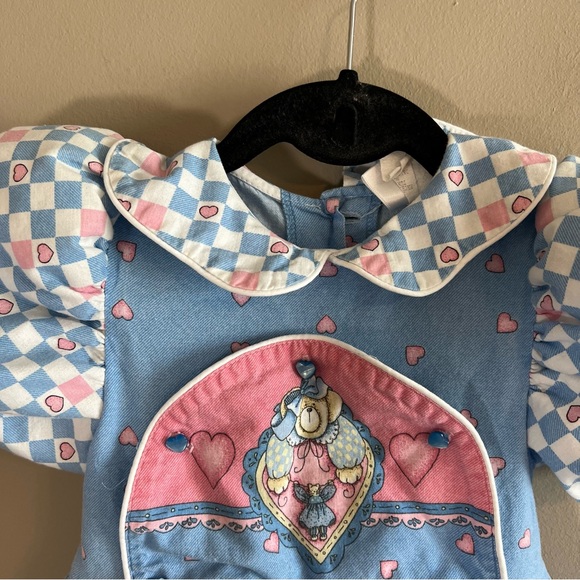 Vintage Daisy Kingdom Puff Sleeve Hearts & Bears Dress Size 4 - Picture 4 of 13